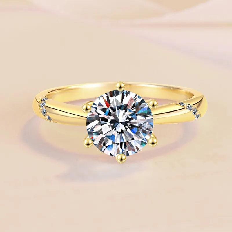 Anel Solitário Moissanite Banho Ouro 18K Luar Harmond