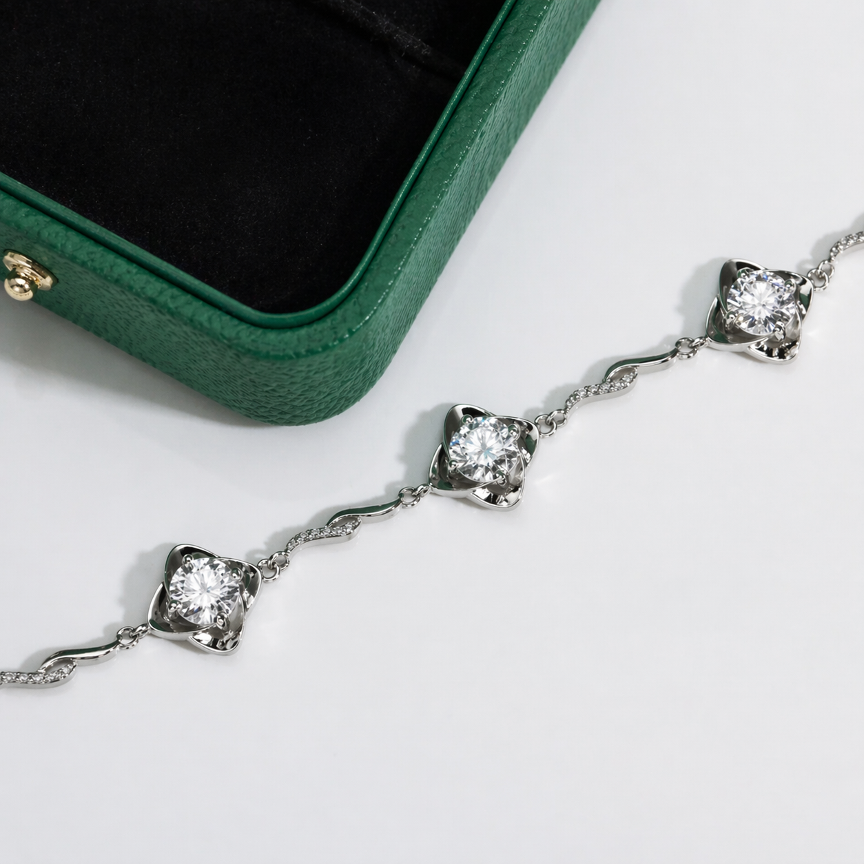 Pulseira Delicada Moissanite Prata 925 Luar Alura