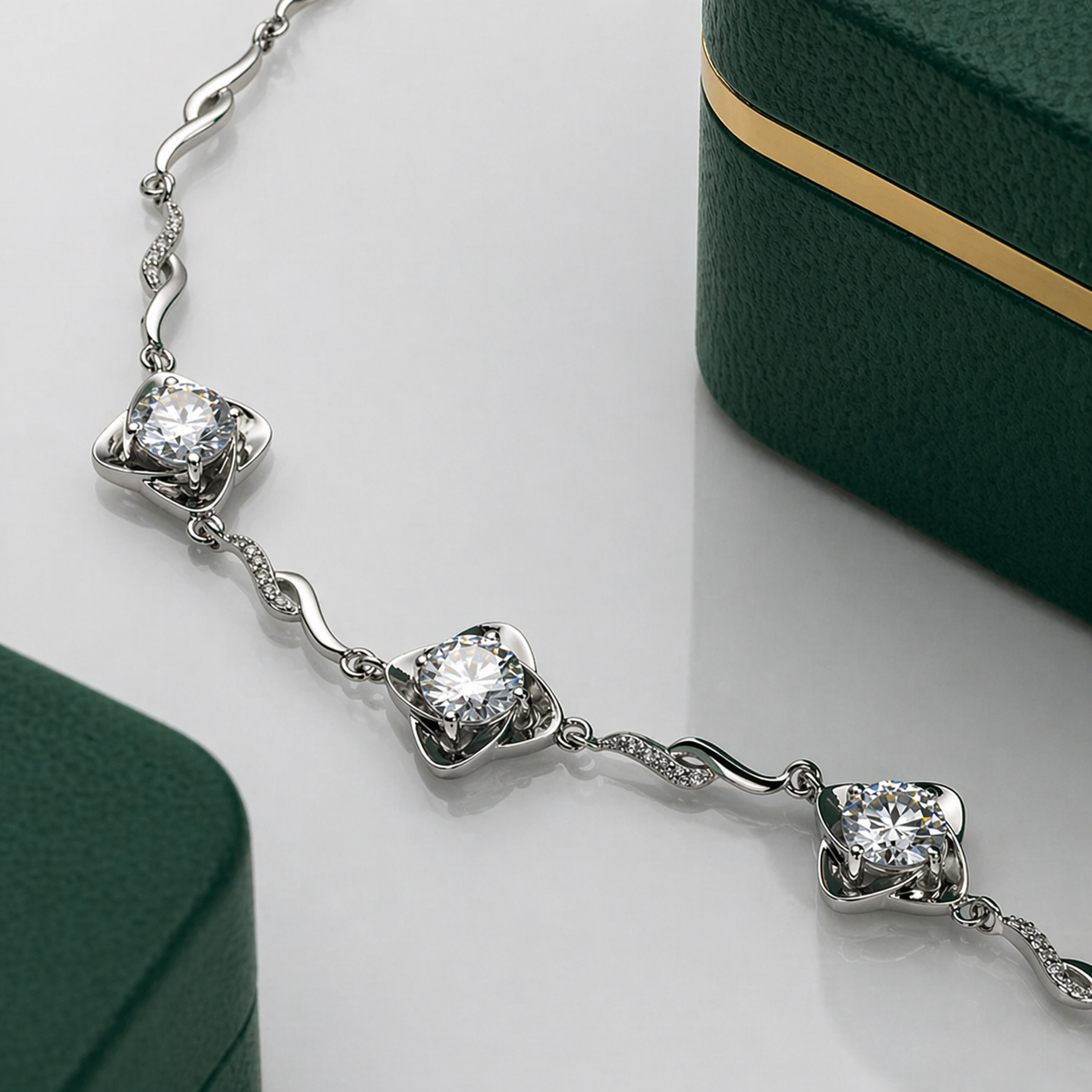 Pulseira Delicada Moissanite Prata 925 Luar Alura