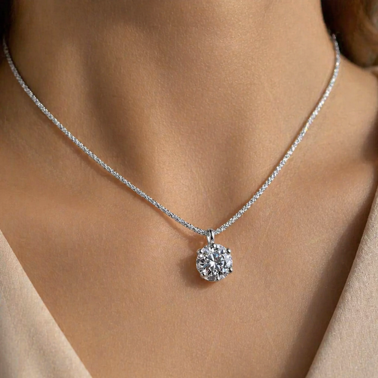 Colar Ponto de Luz Moissanite Prata 925 Luar Brisa - foto 5