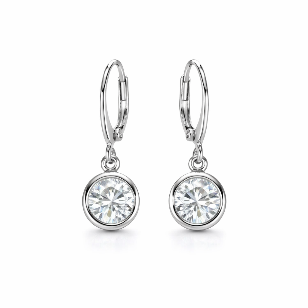 Brinco Argola Moissanite Prata 925 Luar Melodia