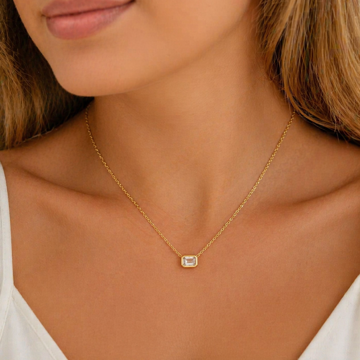Colar Elegante Moissanite em Prata 925 Luar Livia