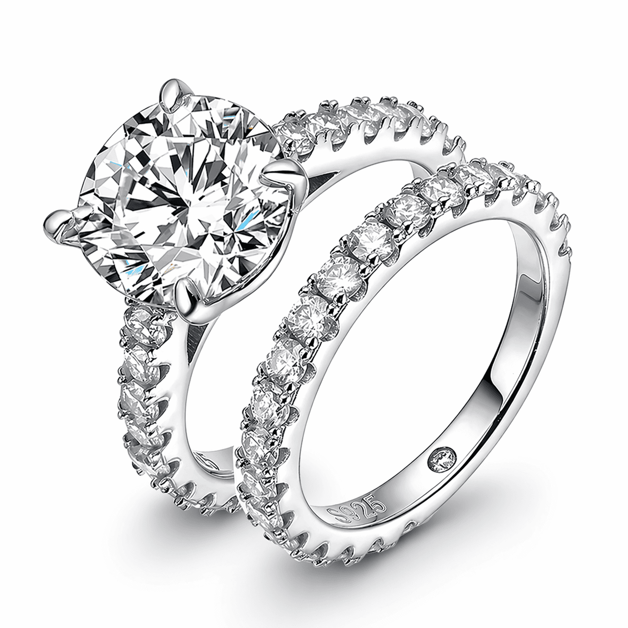 Conjunto Solitário Moissanite Edição Noivado Luar Amor Real