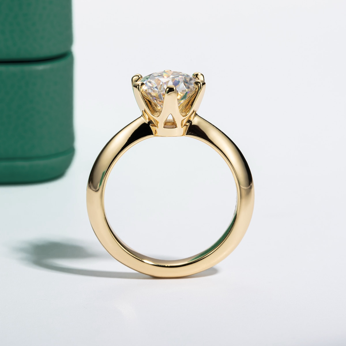 Anel Solitário Moissanite Prata 925 Banho Ouro 18K Luar Essenza