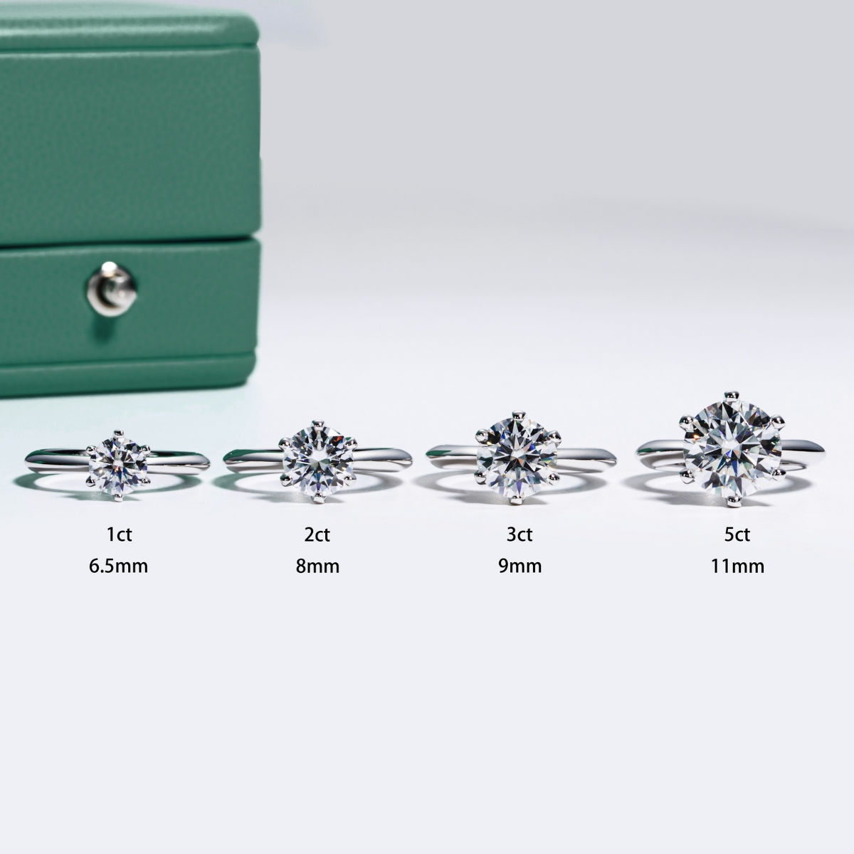 Anel Solitário Moissanite em Prata 925 com Banho de Ouro Branco 18k Luar Aurora Eterna