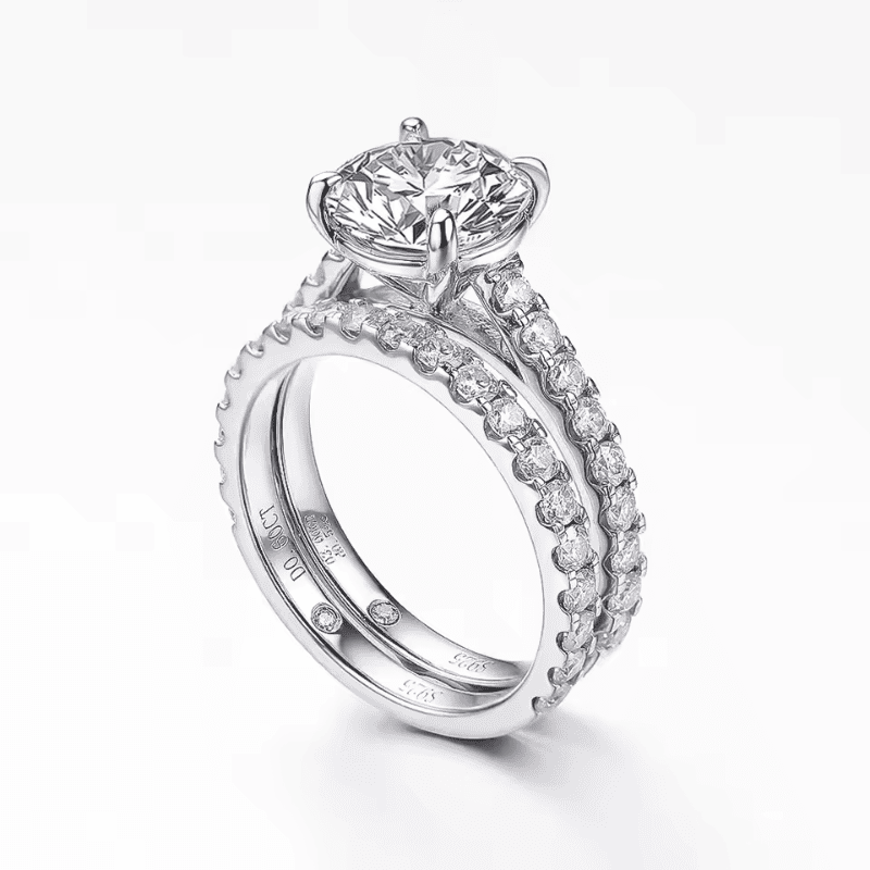 Conjunto Solitário Moissanite Edição Noivado Luar Amor Real