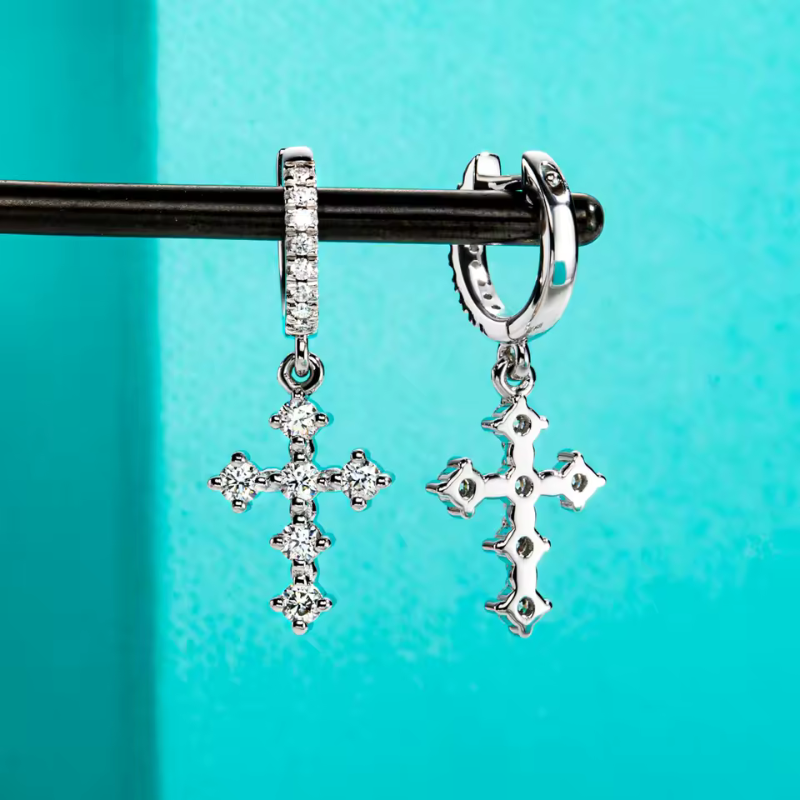 Brinco Cruz Moissanite Prata 925 Luar Divina - foto 3