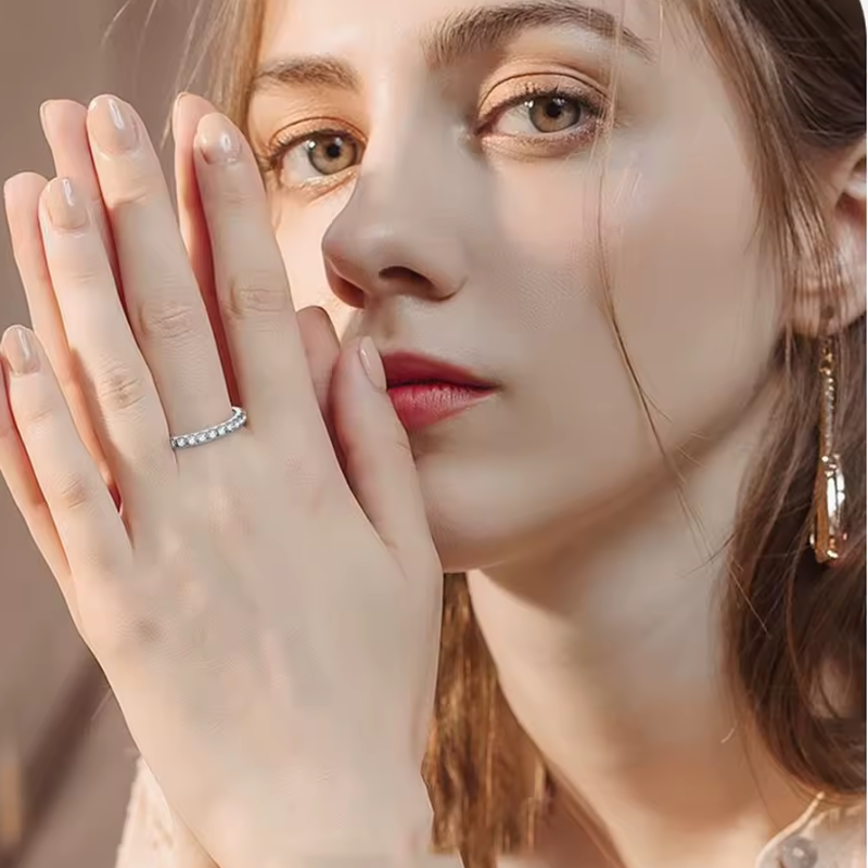 Anel Aliança Moissanite Brilho Intenso Luar Interliz