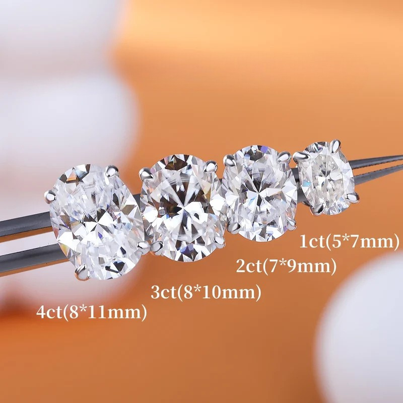 Brinco Solitário Oval Moissanite Prata 925 Banhado a Ouro 18K Luar Astra