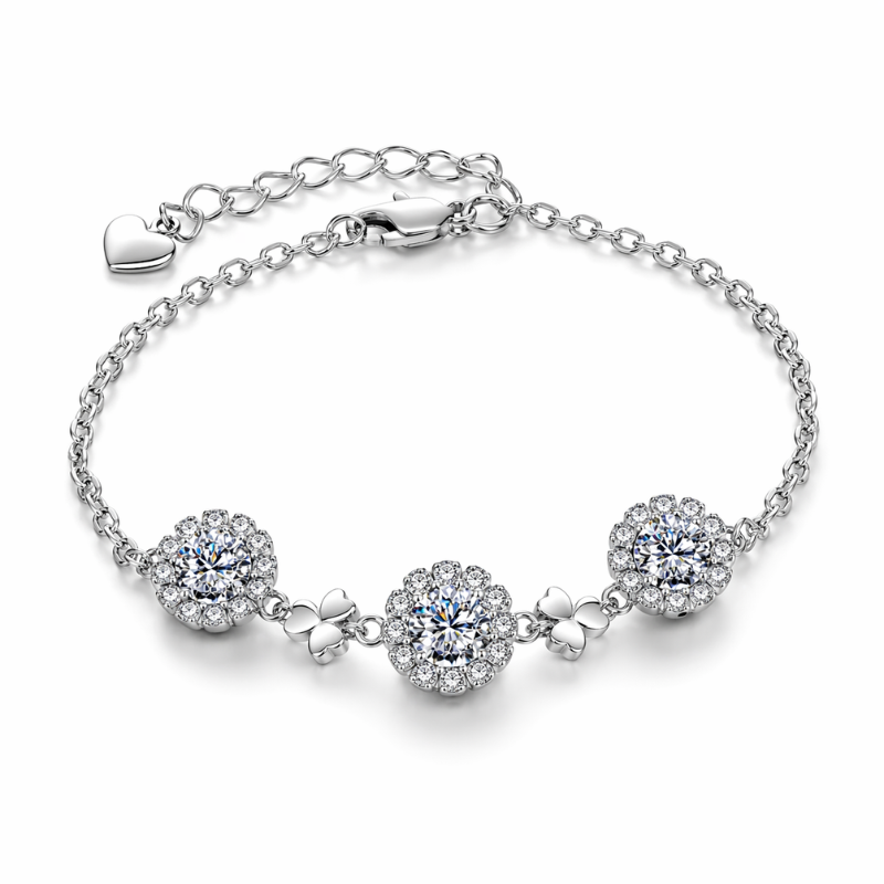 Pulseira Moissanite com Brilho Intenso em Prata 925 Luar Olívia