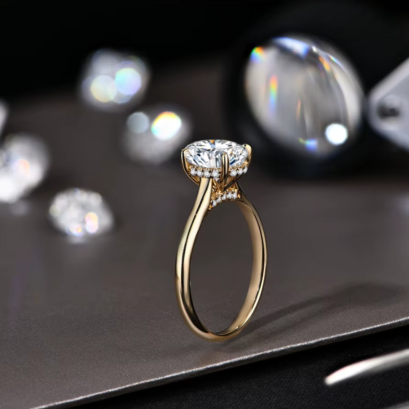 Anel Solitário Moissanite com Banho Ouro 18k Luar Rafaela