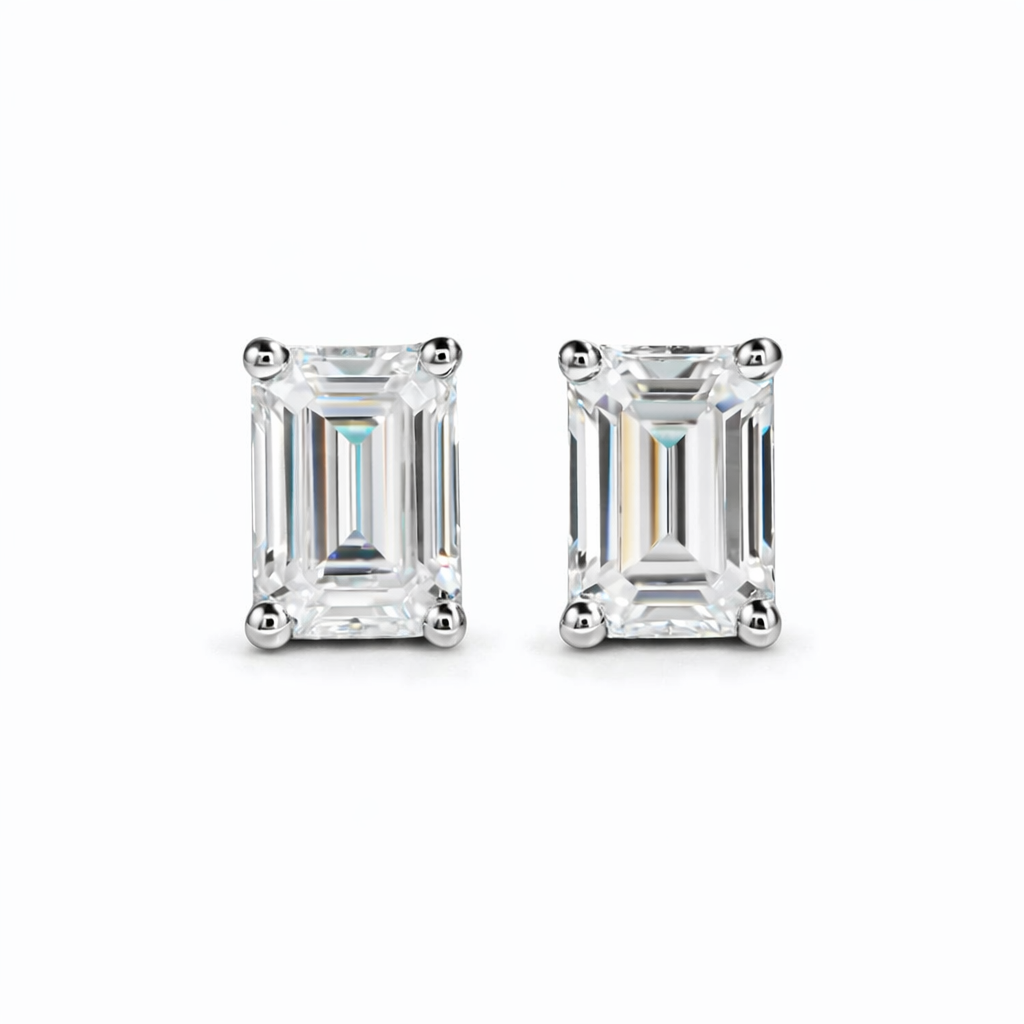Brinco Retangular Moissanite Prata 925 Luar Serafim