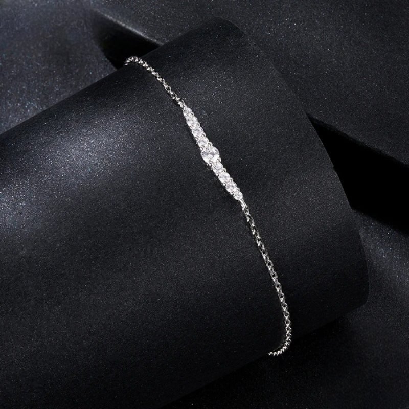 Pulseira Moissanite em Prata 925 Riviera Ajustável Luar Brielle