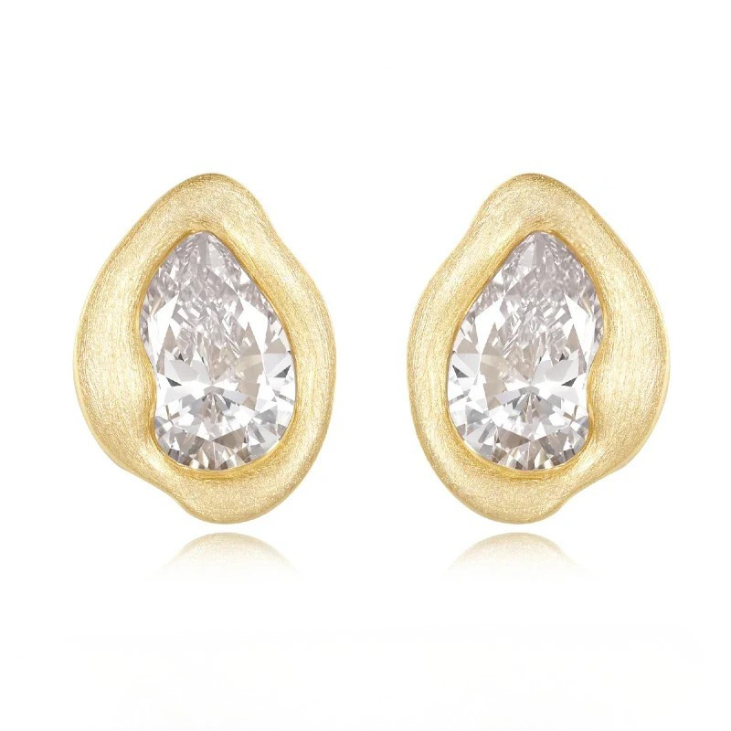 Brinco Gota Moissanite Prata 925 Ouro 18K Luar Magnélia