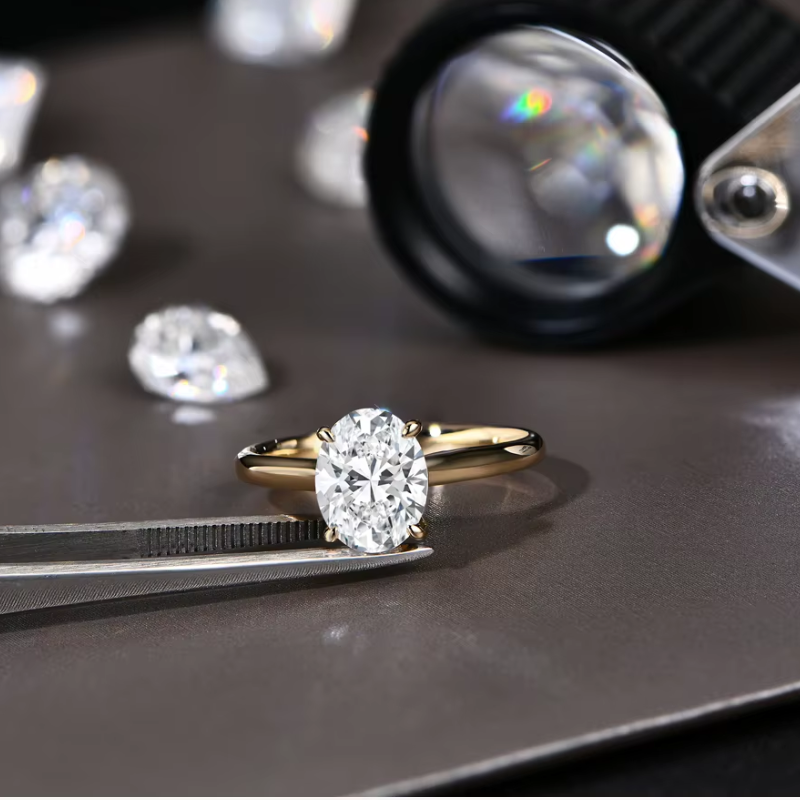 Anel Solitário Moissanite com Banho Ouro 18k Luar Rafaela
