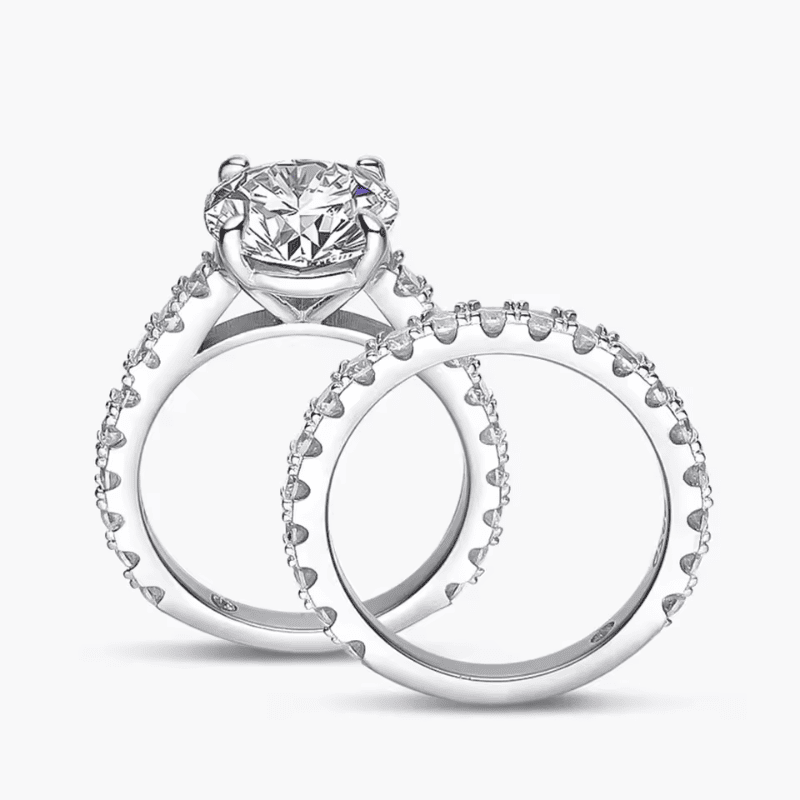 Conjunto Solitário Moissanite Edição Noivado Luar Amor Real