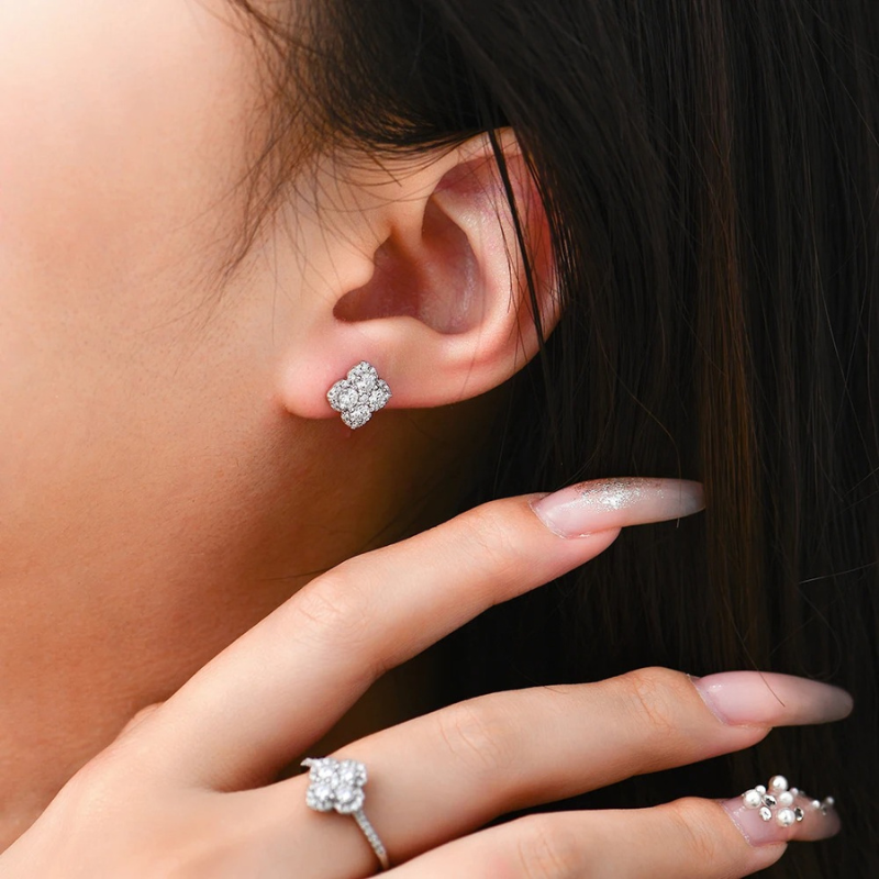 Brinco Floral Moissanite Prata 925 Luar Magnólia - foto 3