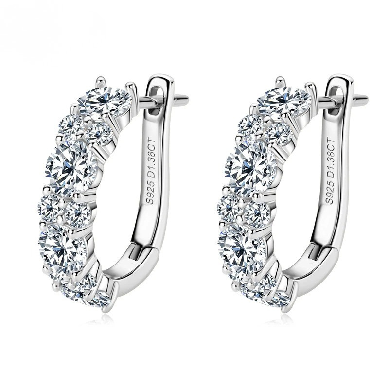 Brinco Argola Moissanite Banho Ouro 18K Luar Fiorenza