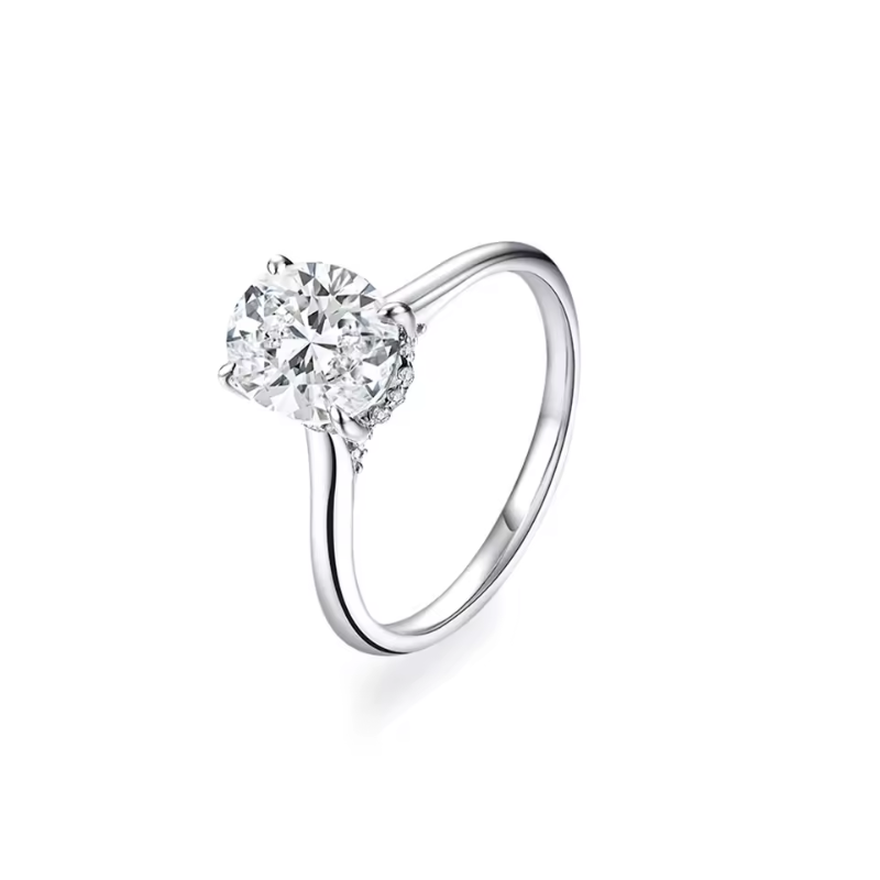 Anel Solitário Moissanite com Banho Ouro 18k Luar Rafaela