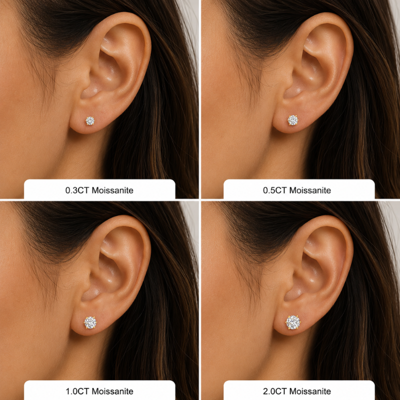 Brinco Solitário Moissanite Ouro 18K Luar Lusier