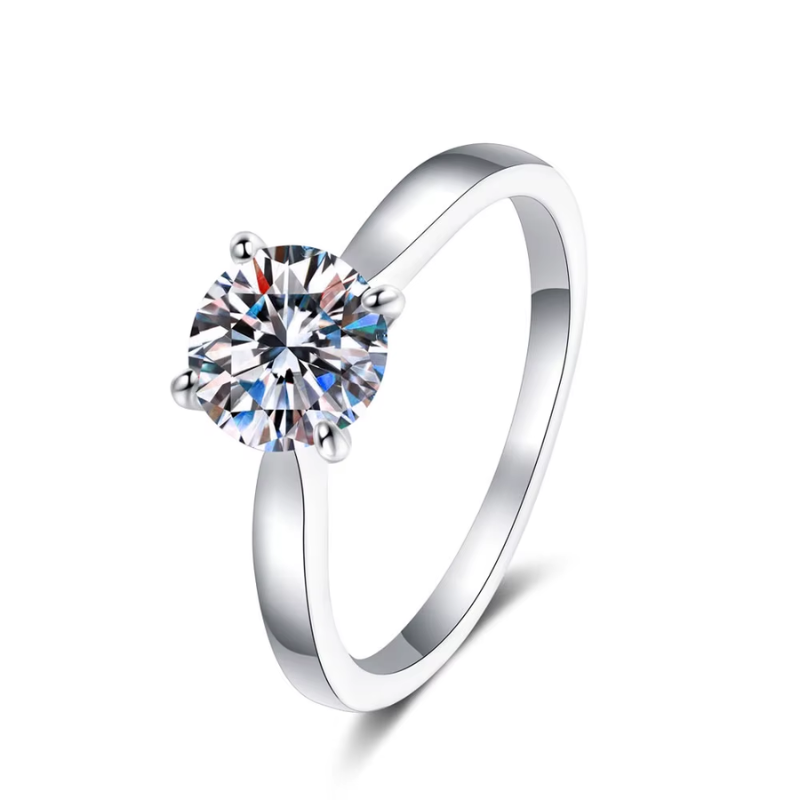 Anel Solitário Moissanite Clássico em Prata 925 Luar Giorgina