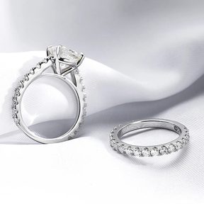 Conjunto Luar Amor Real - Coroa de Luz com Moissanite e Ouro Branco 18k