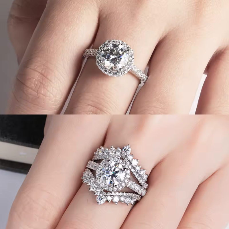 Anel Halo Moissanite com Brilho Intenso em Prata 925 Luar Quimera