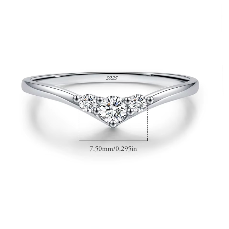 Anel Meia Aliança V Moissanite Prata 925 Luar Beatriz