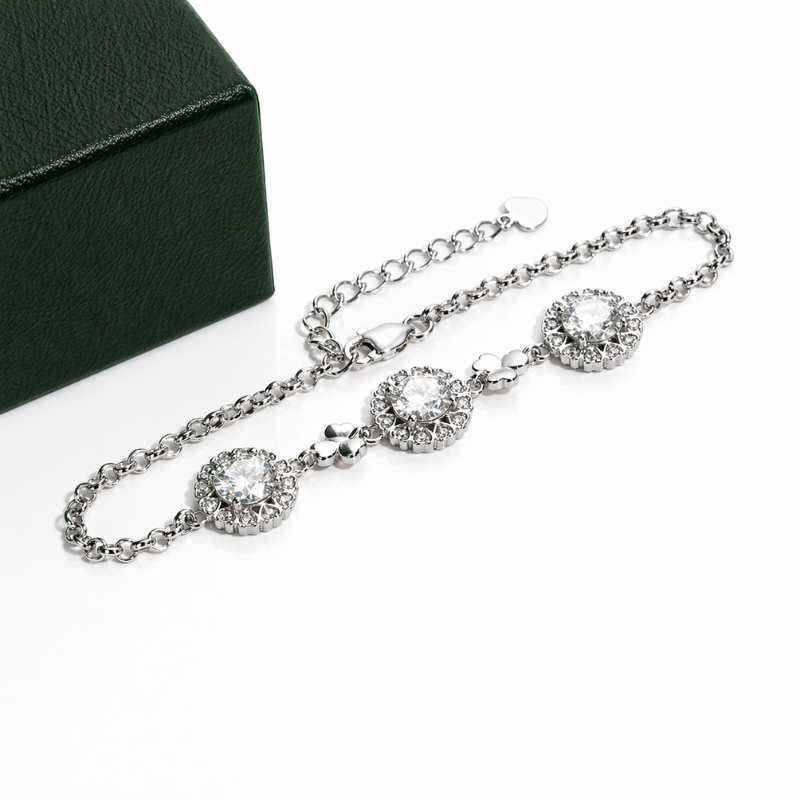 Pulseira Moissanite com Brilho Intenso em Prata 925 Luar Olívia
