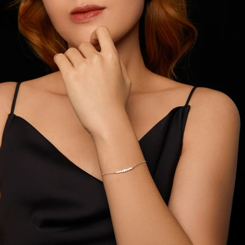 Pulseira Moissanite em Prata 925 Riviera Ajustável Luar Brielle