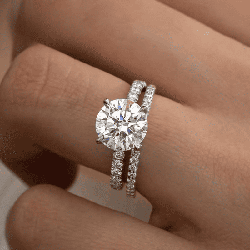 Conjunto Solitário Moissanite Edição Noivado Luar Amor Real