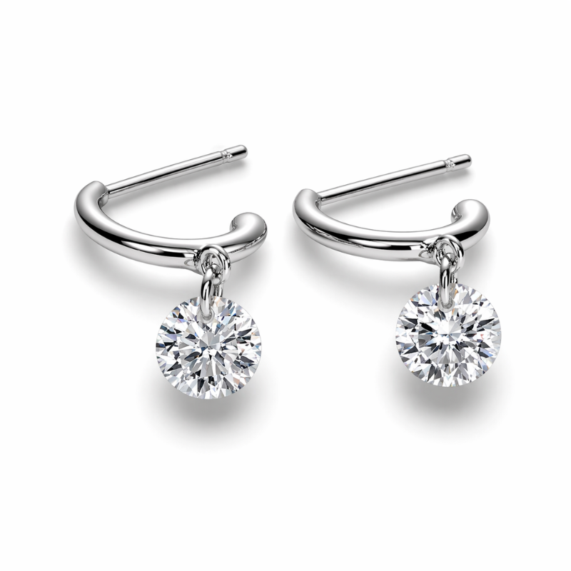 Brinco Argola Moissanite Prata 925 Luar Harmonie