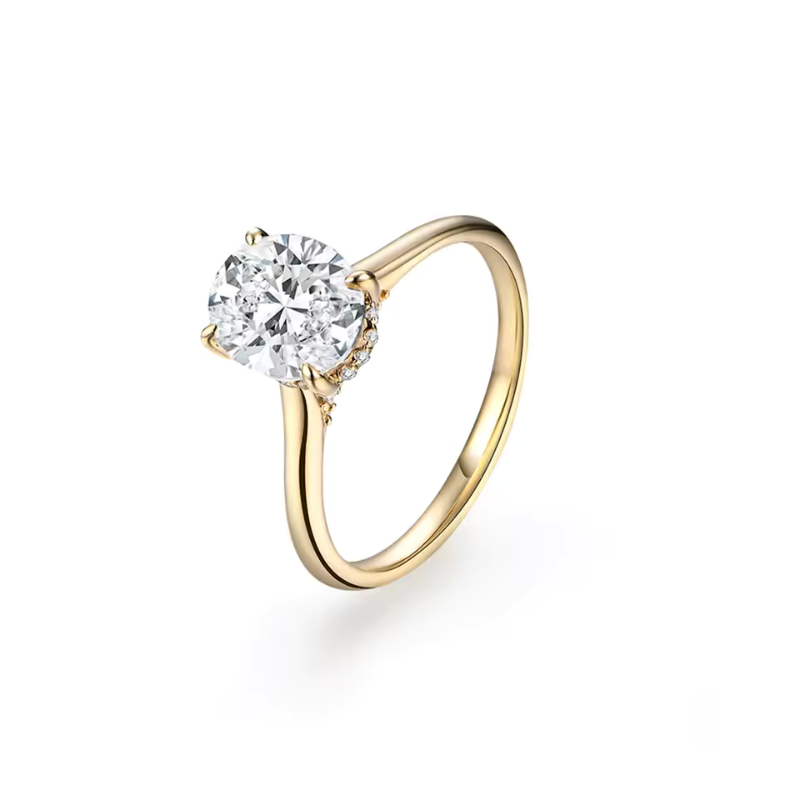 Anel Solitário Moissanite com Banho Ouro 18k Luar Rafaela