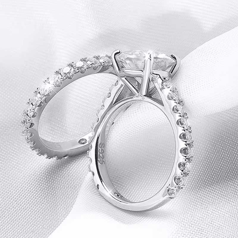 Conjunto Solitário Moissanite Edição Noivado Luar Amor Real