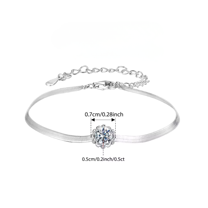 Pulseira Ponto de Luz Moissanite Prata 925 Ajustável Luar Kiara