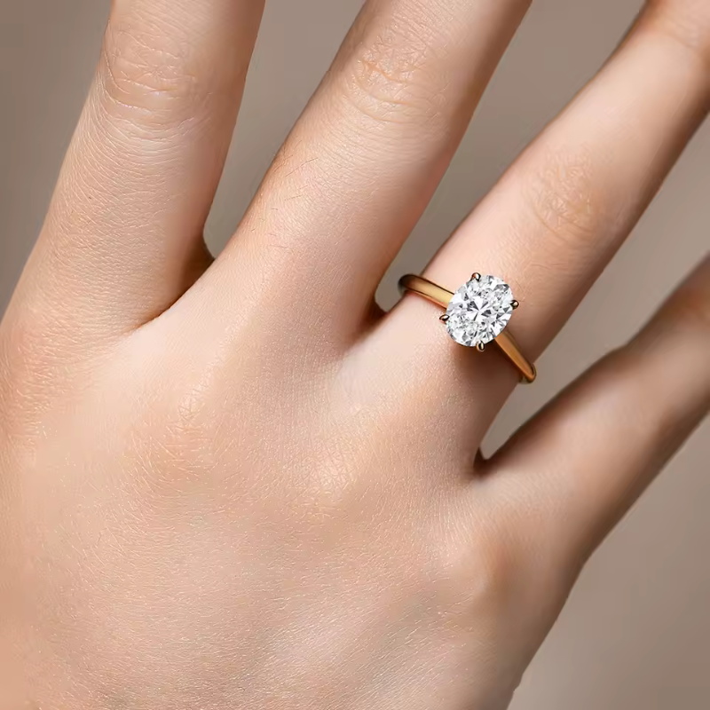 Anel Solitário Moissanite com Banho Ouro 18k Luar Rafaela