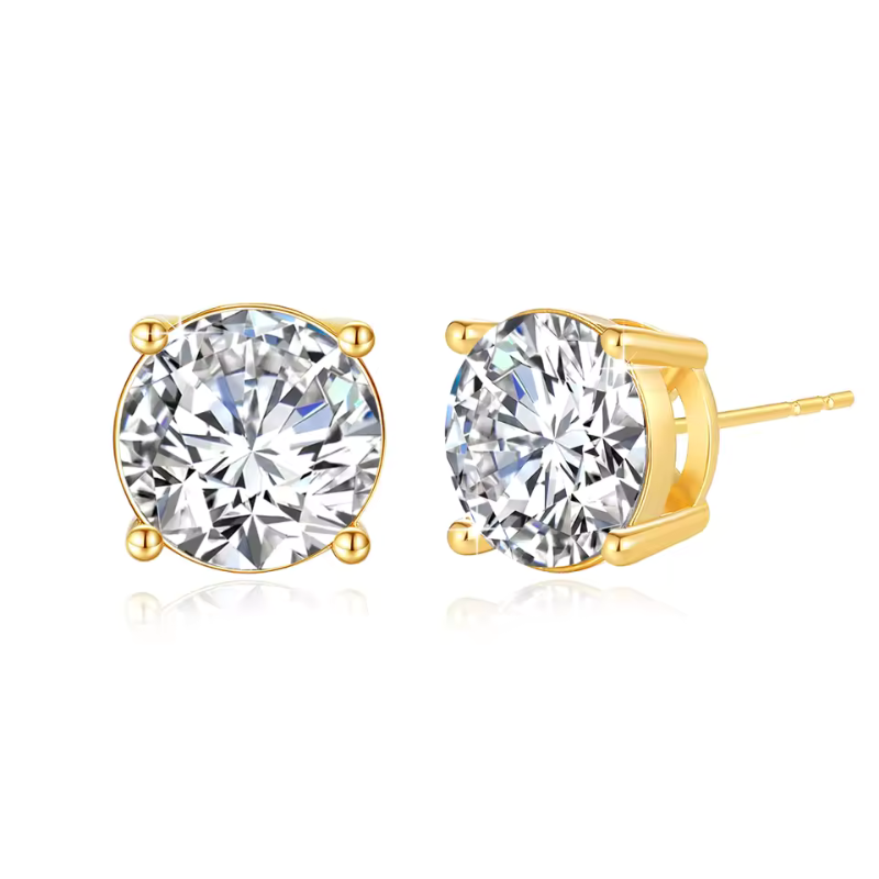 Brinco Ponto de Luz Moissanite Ouro 18K Luar Luminesca