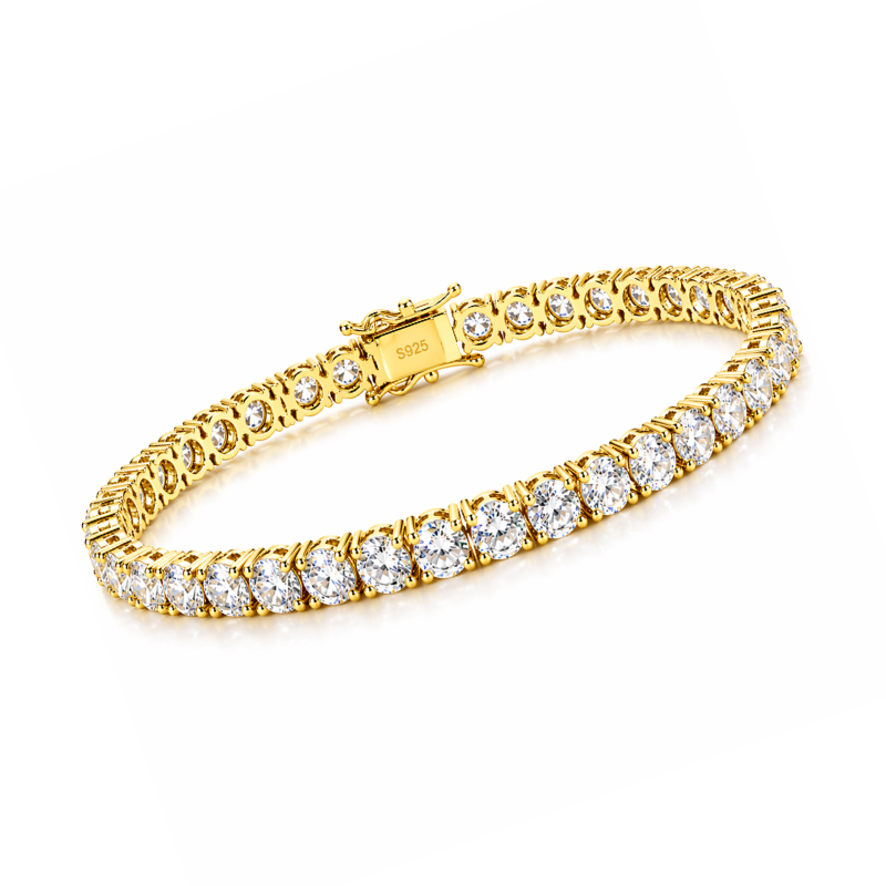 Pulseira Riviera 4.0mm Moissanite com Pedras Brilhantes Luar Alana