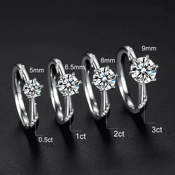 Anel Solitário Moissanite Prata 925 Aro Torcido banho Ouro 18k Luar Luna