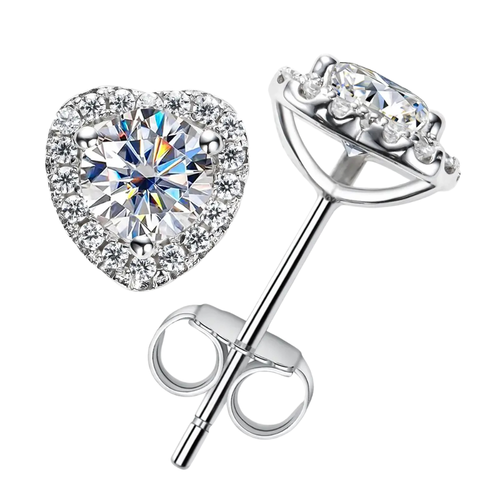 Brinco Coração Moissanite Prata 925 Luar Encanto