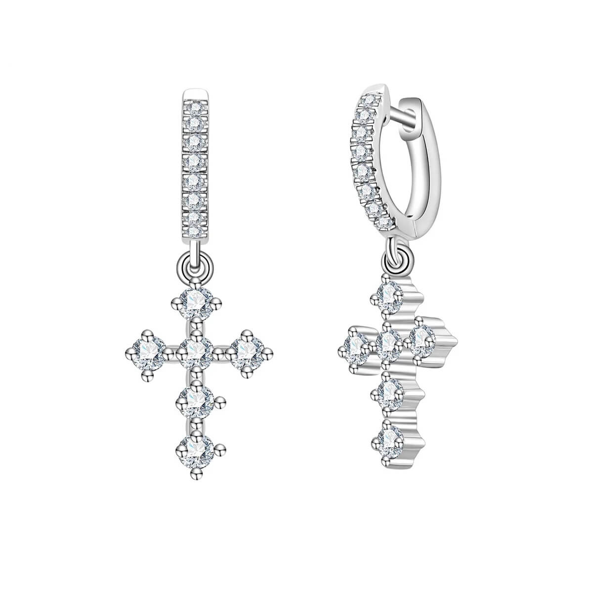 Brinco Cruz Moissanite Prata 925 Luar Divina