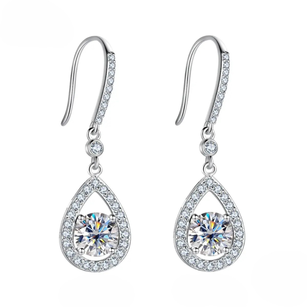 Brinco Gota Moissanite Prata 925 Luar Magnolia