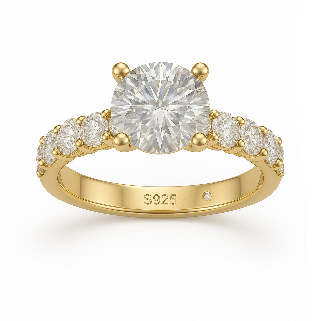 Anel Luar Clarisse – Moissanite 4 Garras com Ouro 18k