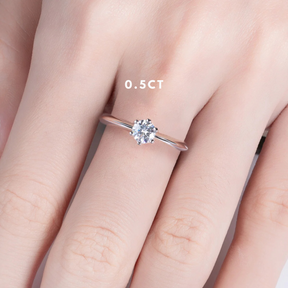 Anel Luar Aurora Eterna - Solitário Moissanite Ouro Branco 18k