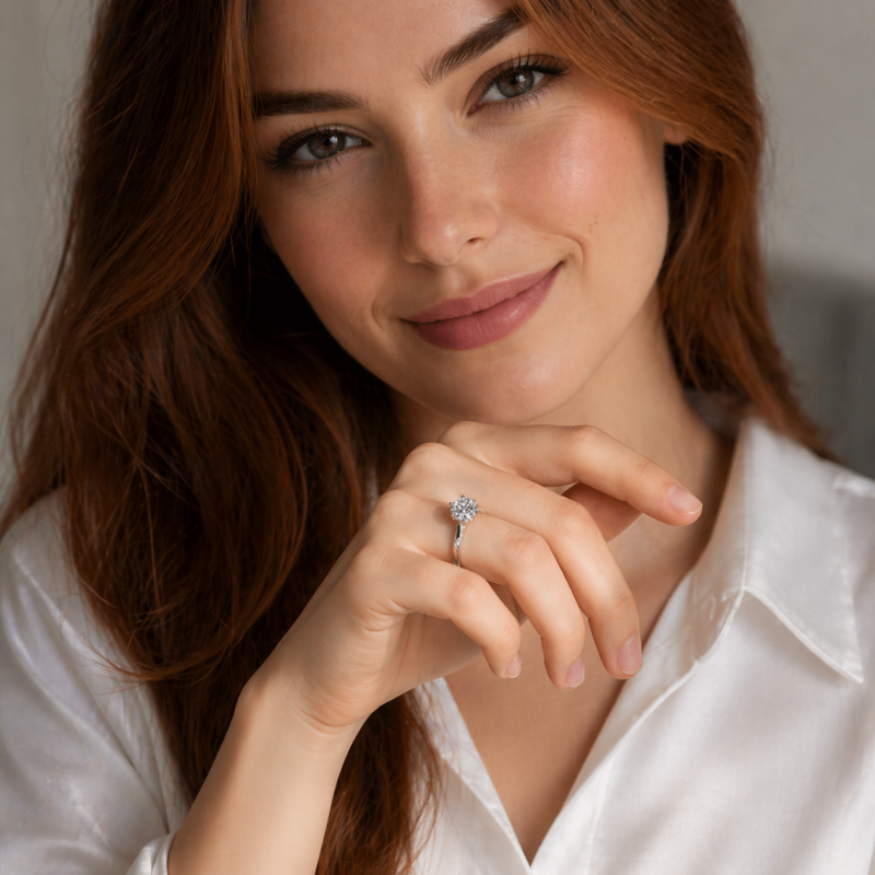 Anel Solitário Moissanite Prata 925 Aro Torcido banho Ouro 18k Luar Luna