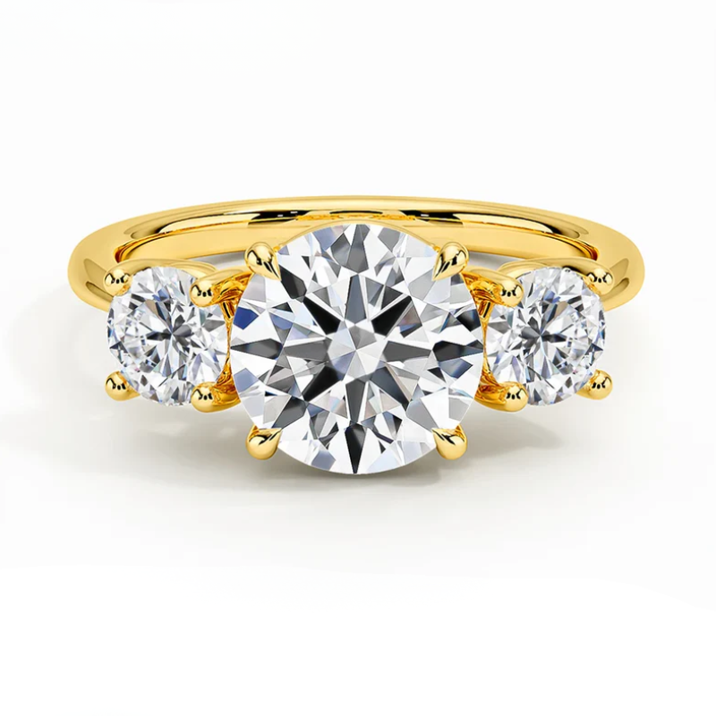 Anel Trio Elegante Moissanite Ouro 14K Luar Artemis