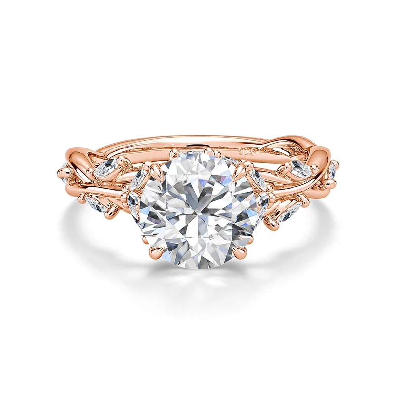 Anel Solitário Floral Moissanite Ouro 14K Luar Versailles