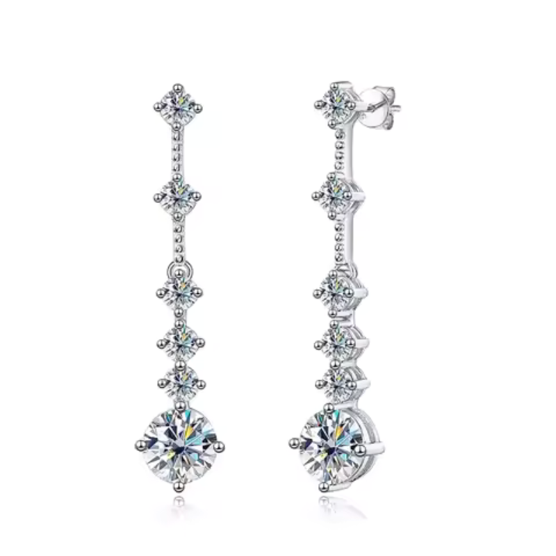 Brinco Pêndulo Moissanite Prata 925 Luar Reverie
