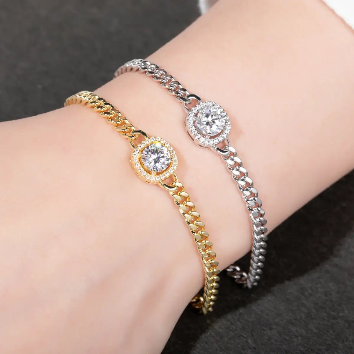 Pulseira Cubana Moissanite Brilho Intenso Prata 925 Luar Araby