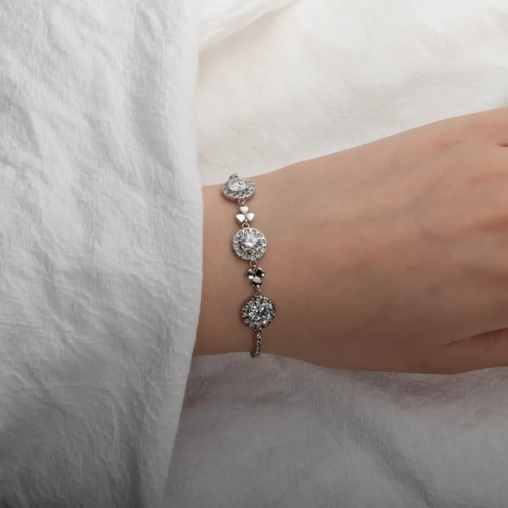 Pulseira Moissanite com Brilho Intenso em Prata 925 Luar Olívia